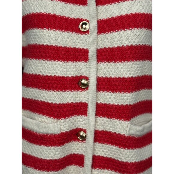 A New Day Womens XS Red White Striped Knit Cardigan Sweater Gold Button Pockets - Picture 9 of 9